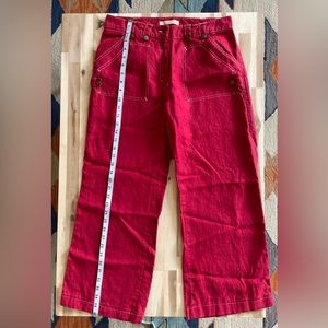 Diplodocus Red Linen pants with white stitching- size 40 euro